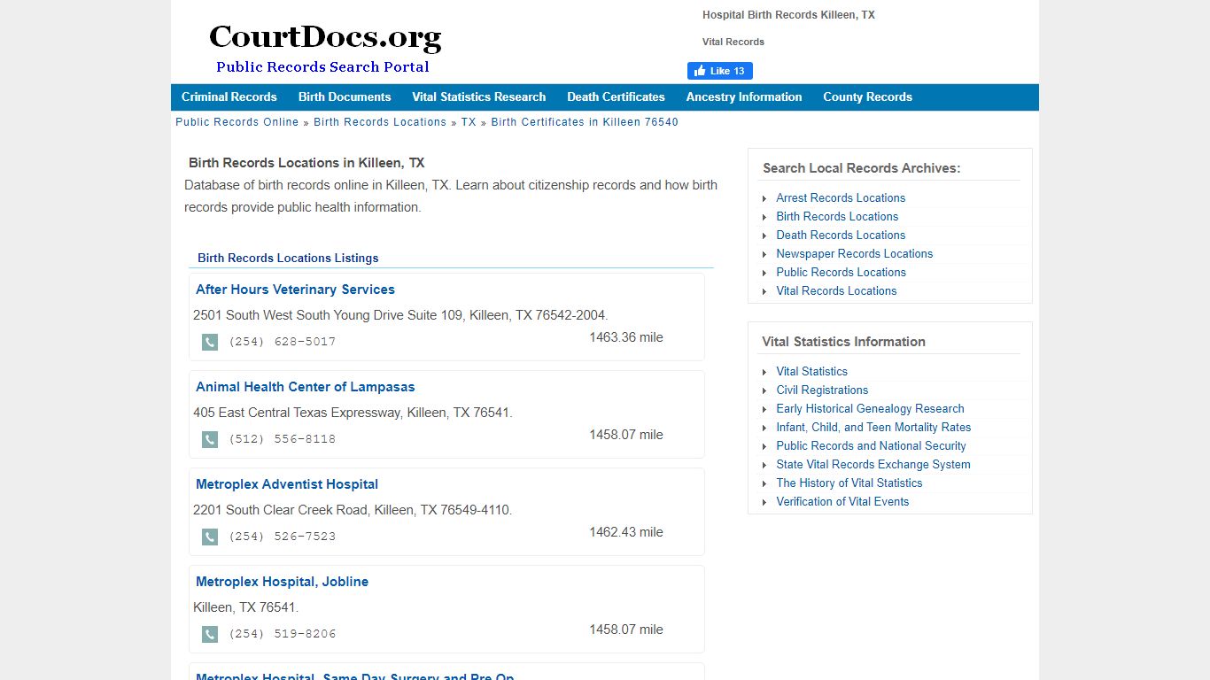 Hospital Birth Records Killeen, TX - Vital Records
